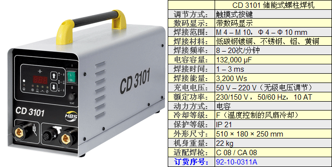 CD3101儲能式螺柱焊機技術參數